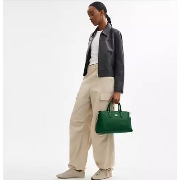 Coach Georgia Satchel Crossbody Handbag In Leather Shamrock Green CR156 NWT - Picture 5 of 11